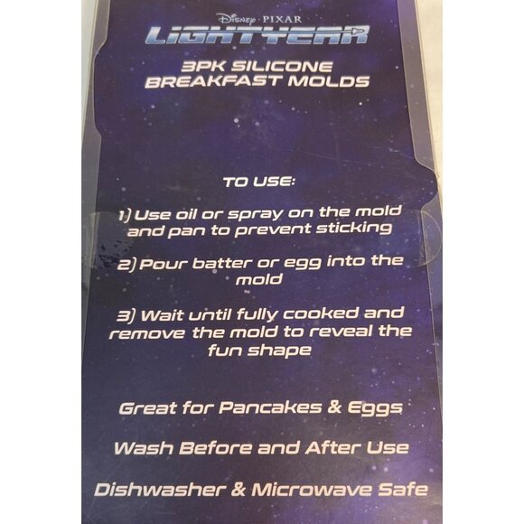 Disney Pixar Lightyear 3-Pack Silicone Breakfast Molds For Pancakes & Eggs Dishw - Picture 5 of 5